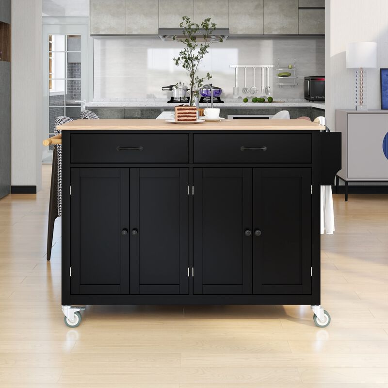 ELEMENT ACE Versatile Kitchen Island Cart with Adjustable Storage Shelves and Durable Solid Wood Top image number 3