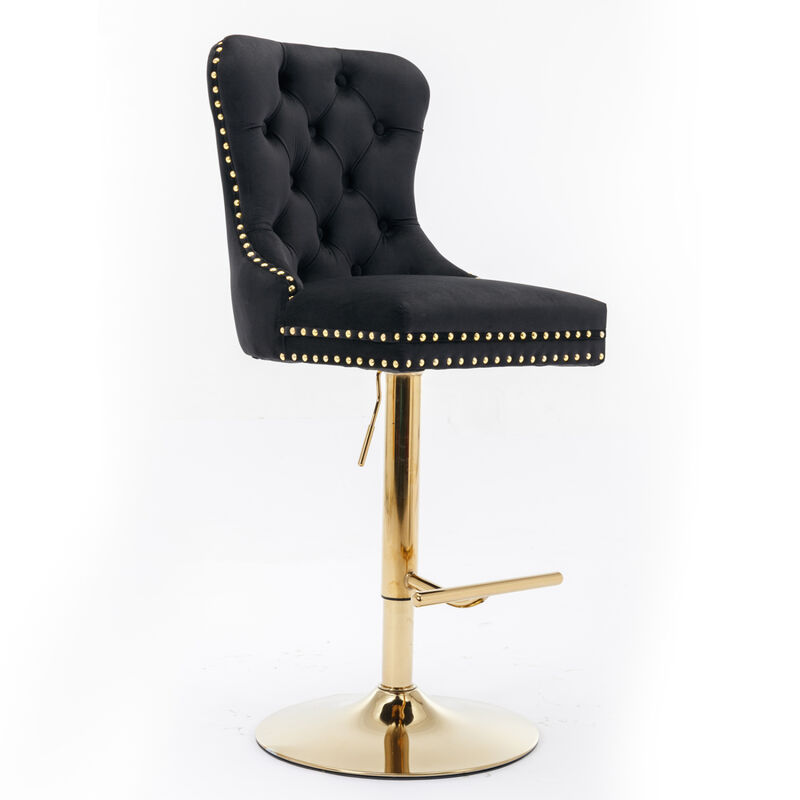 Streamdale Modern Velvet Swivel Bar Stools, Set of 2 image number 2