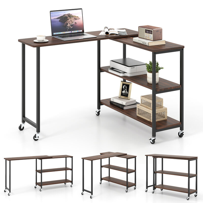 360-Degree Rotating Sofa Side Table with Wheels and Storage Shelf - Patented Design image number 3