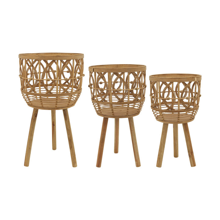 S/3 Bamboo Planters Natural
