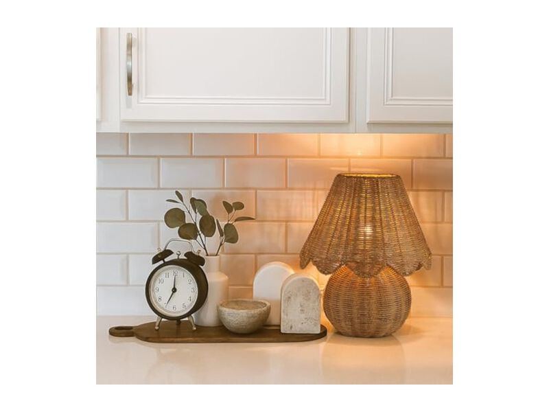 Farmhouse Boho Rattan Table Lamp For Living Room Nightstand Bedside image number 3