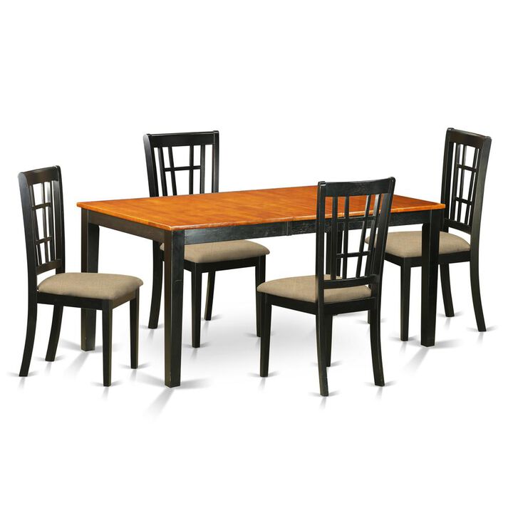 5 Pc Dining room set-Table with Leaf and 4 Dining Chairs