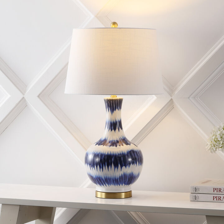 Tucker Striped Ceramicmetal LED Table Lamp