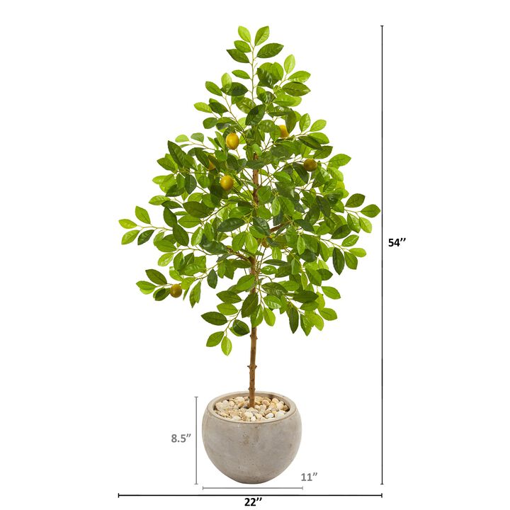 HomPlanti 54 Inches Lemon Artificial Tree in Sand Colored Planter