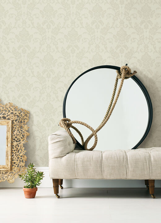 Antonella Silver Scroll Wallpaper