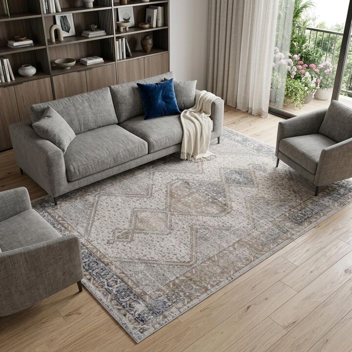 HomeRoots Abstract Distressed Area Rug