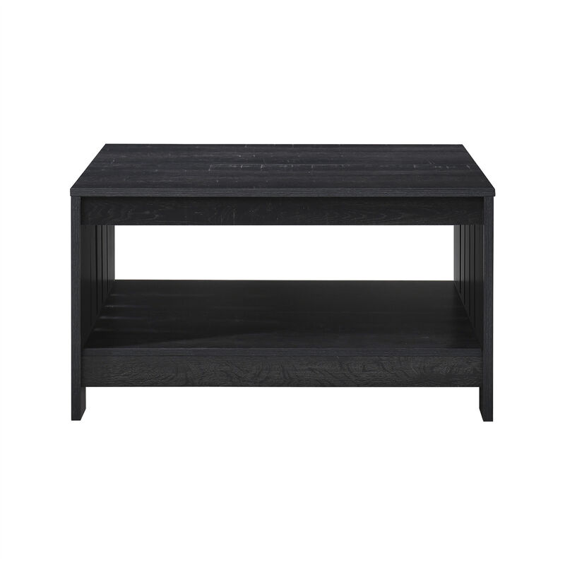 31.5 in. Farmhouse Square Coffee Table with Open Storage for Living Room