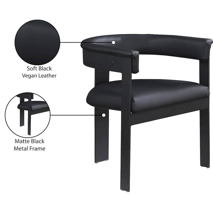 Meridian Furniture Romeo Black Vegan Leather Dining Chair, Set of 2