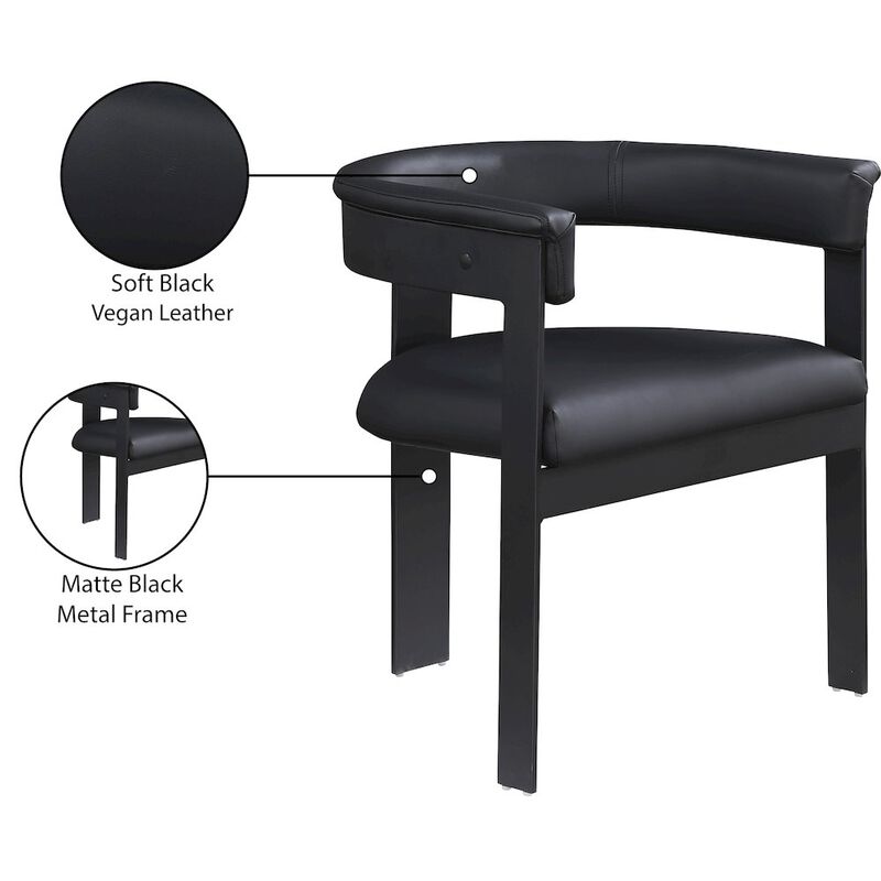 Meridian Furniture Romeo Black Vegan Leather Dining Chair, Set of 2