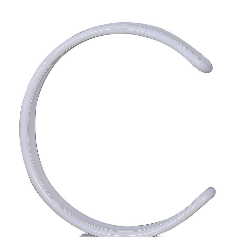 Metal C Shaped Table Lamp with USB Plugin, White - Benzara