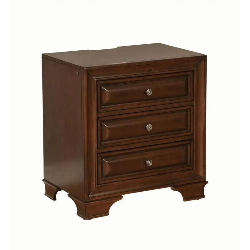 Streamdale Cherrywood 3-Drawer Nightstand w Nickel Knob