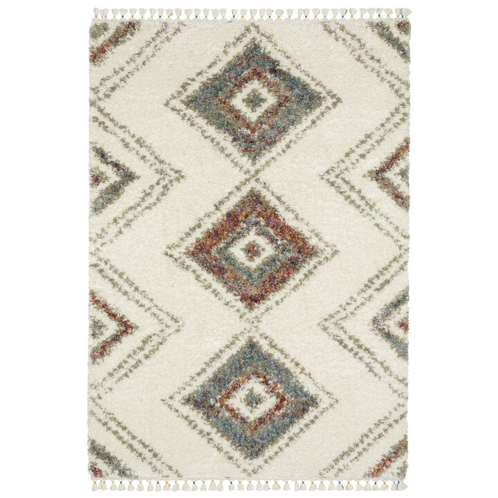 HomeRoots Southwestern Shag Area Rug With Fringe