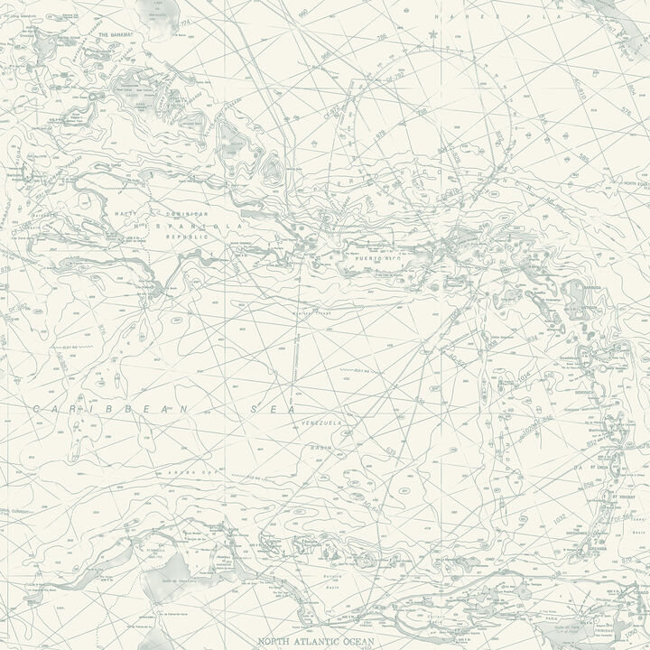 Charts Aqua Nautical Chart Wallpaper (Set of 2)