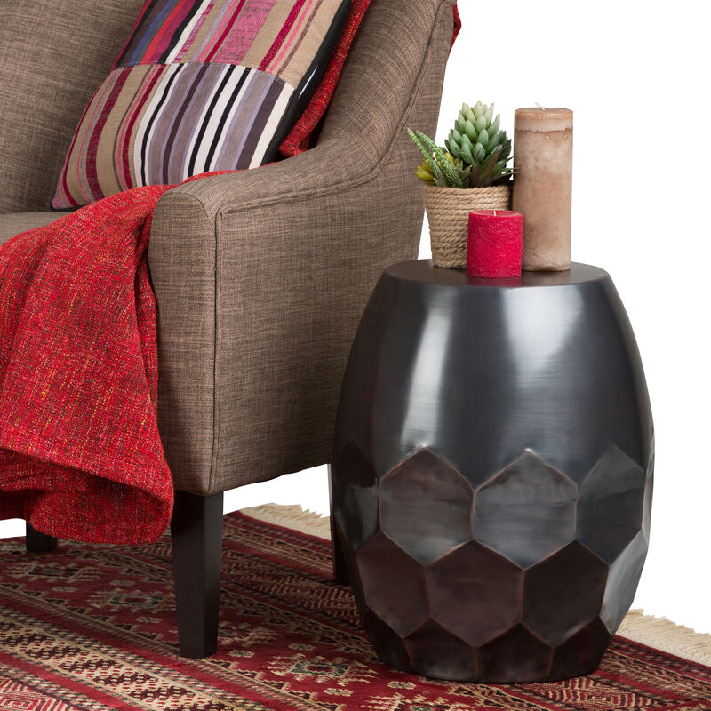 Flanigan Industrial 16 inch Wide Metal Accent Side Table, Fully Assembled