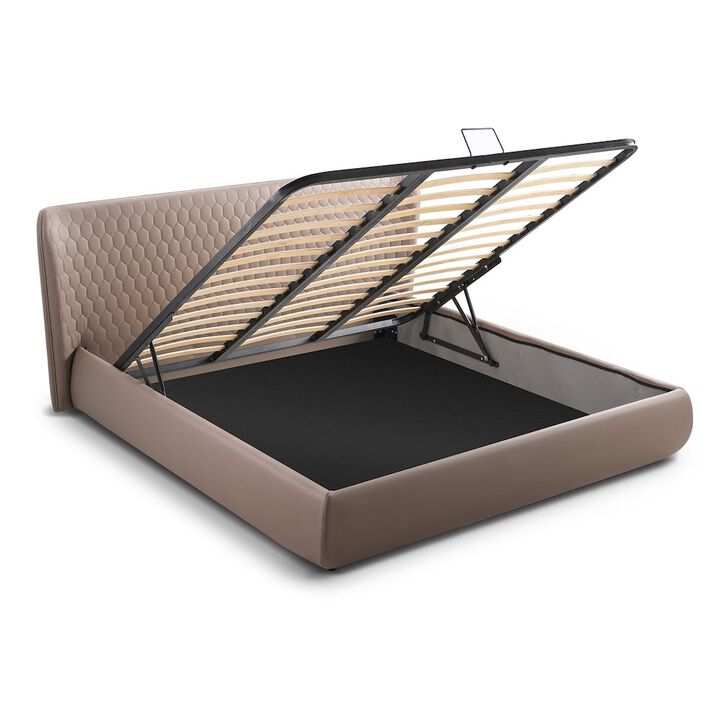 Casabianca Home Agoura King Storage Bed In Taupe Pu Leather
