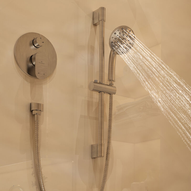 Mondawe 8 Inch 2-functions Wall Mounted Rainfall Shower Body Round Top Spray System with Handheld