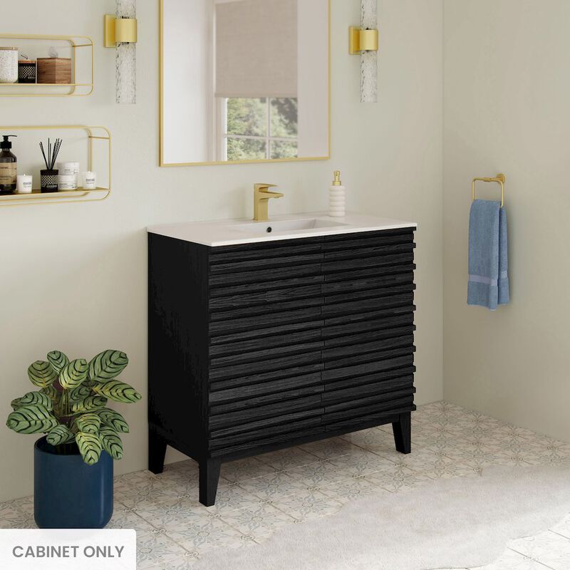 Cascade 30" Freestanding Bathroom Vanity Cabinet without Top in Black Oak image number 1
