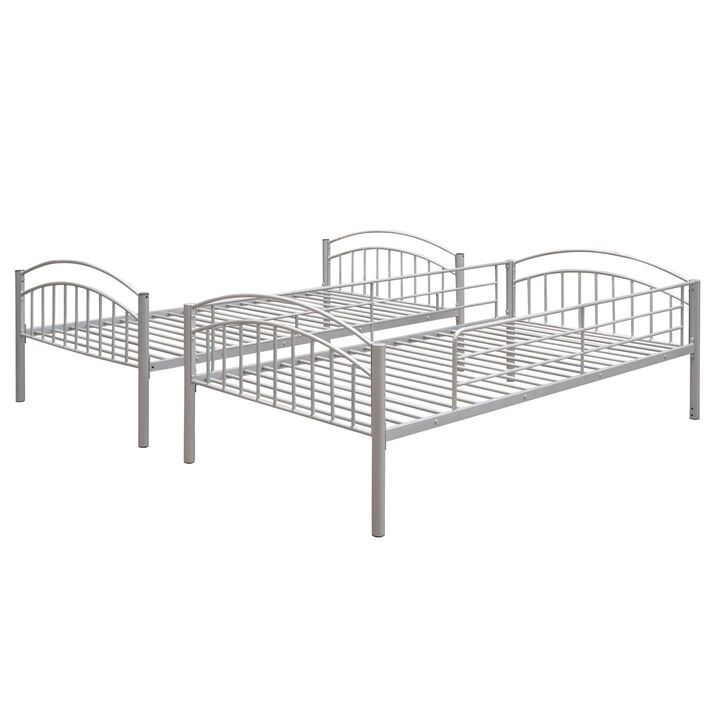 Twin Over Twin Metal Bunk Bed, Divided into Two Beds(White)