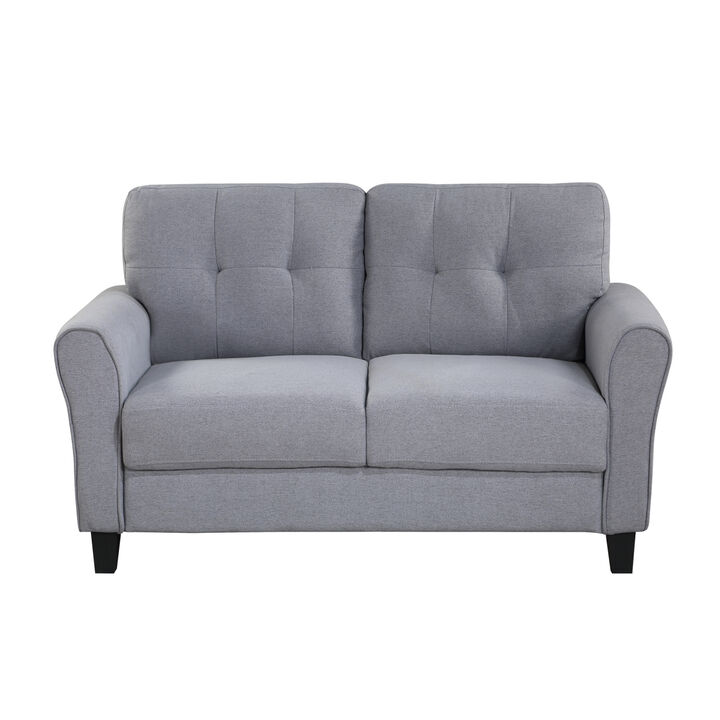 57.5" Modern Living Room Loveseat Linen Upholstered Couch Furniture for Home or Office, Light Grey-Blue, (2-Seat)