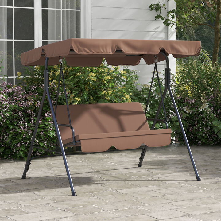 Hivvago Patio Swing Chair with Steel Frame and Adjustable Shade