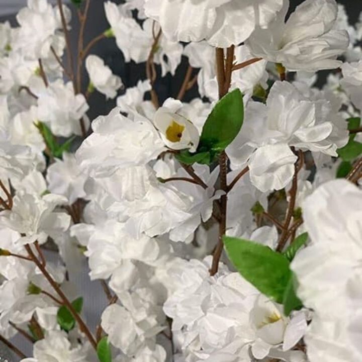 Set of 3: 36" Artificial Cherry Blossom Branch Sprays with Realistic Silk Blooms & Foliage, White, Floral Stems, Parties & Events, Home & Office Decor