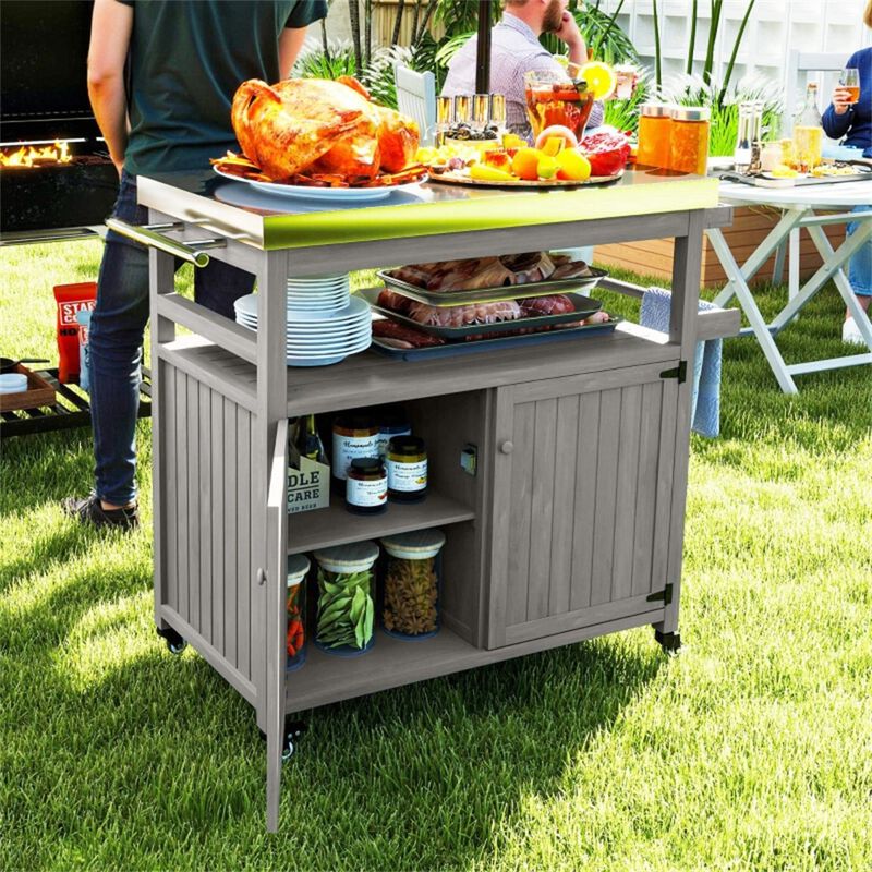 Outdoor Grill Cart &ndash; Rolling BBQ Table with Storage Shelf for Patio or Backyard image number 1