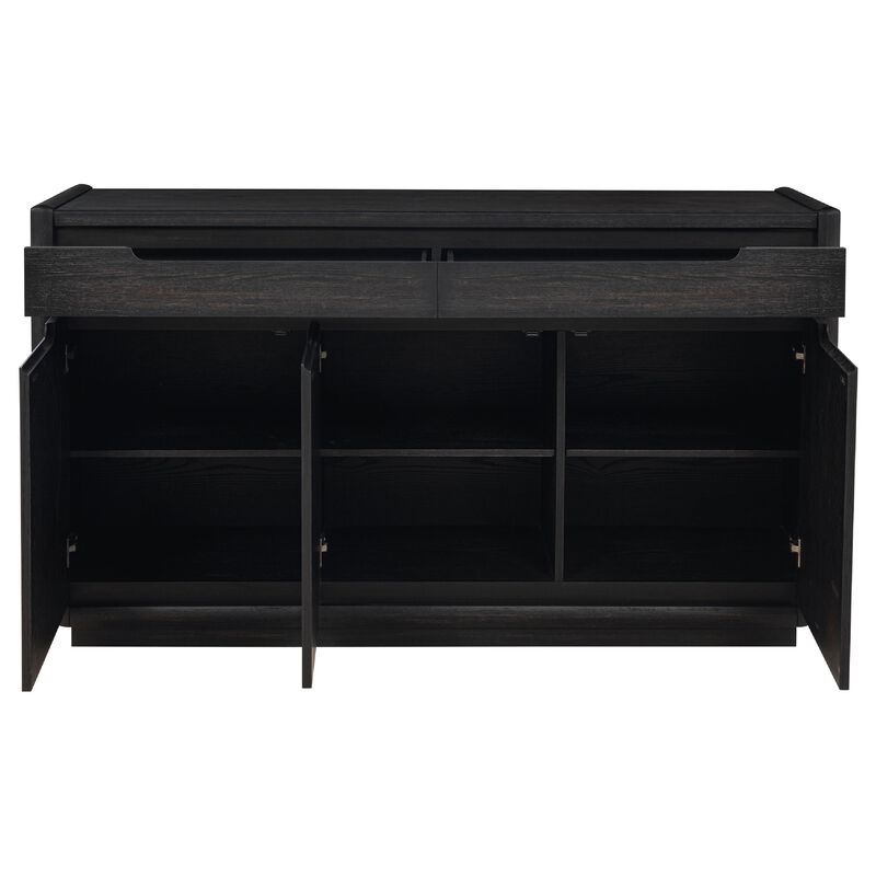 Lina Sideboard Server Console, 3 Doors, 2 Drawers, 64 Inch Burnished Black image number 3