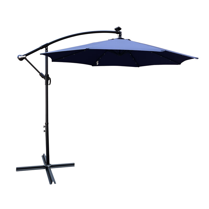 Streamdale 10ft LED Solar Patio Umbrella with Crank and Cross Base
