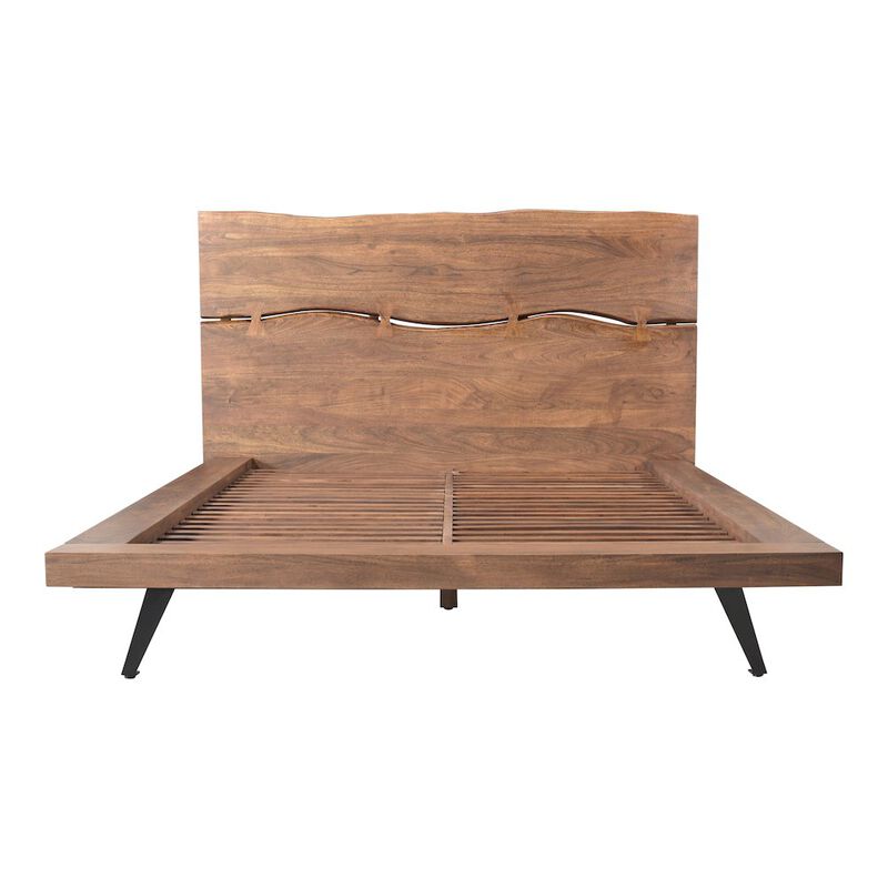 Starlight Canyon Home Solid Acacia King Bed Frame and Headboard with Steel Legs, Wooden Bed Frame image number 3