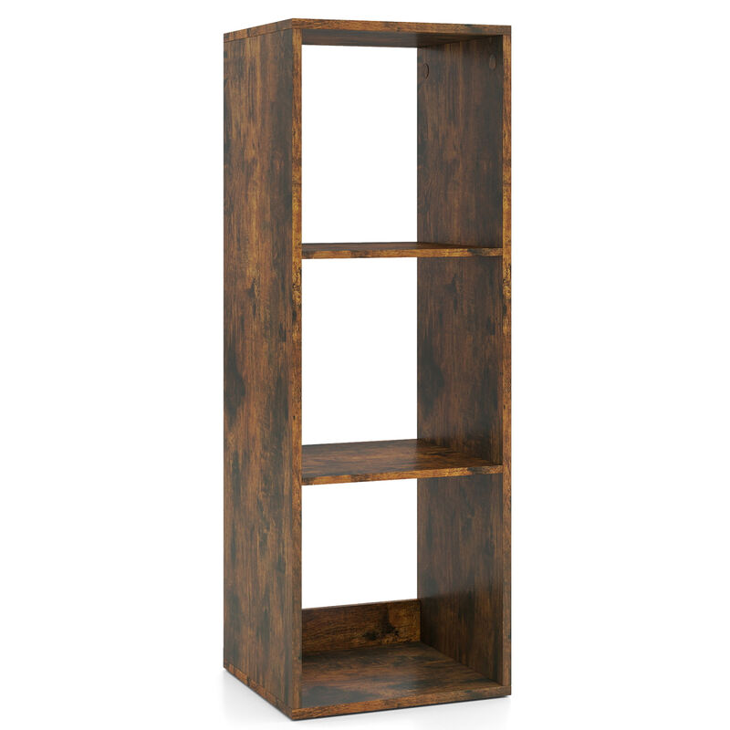 Compact 3 Cube Bookcase with Back Guardrail for Bedroom image number 0