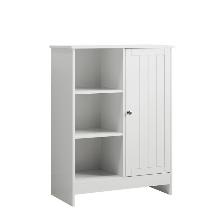 Clihome Bathroom Cabinet, Kitchen Freestanding Storage Rack, 23.62" X 11.81" X 31.5" Floor Storage Cabinet With 1 Cabinet, 3 Open Compartments, Adjustable Shelves