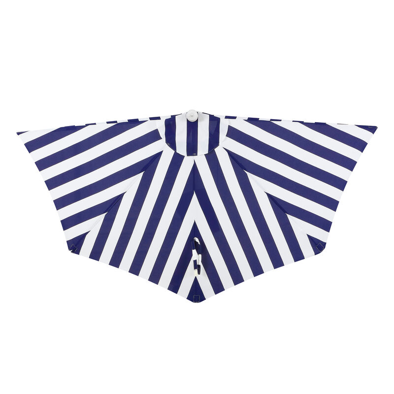 Beverly Designer Classic Scalloped Fringe Half Market Patio Umbrella with Crank, Push Button Tilt and UV Protection