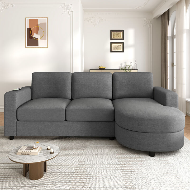 Merax Modern Sectional Sofa  L-shaped Sofa Couch with a Curved Chaise Lounge