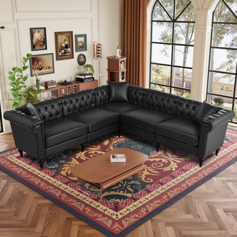 Zefwi Chesterfield L-Shaped Sectional Sofa image number 1