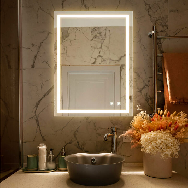 ELEMENT ACE 32x24 Inch Bathroom LED Vanity Mirror with Dimmable Touch and Anti-Fog Technology
