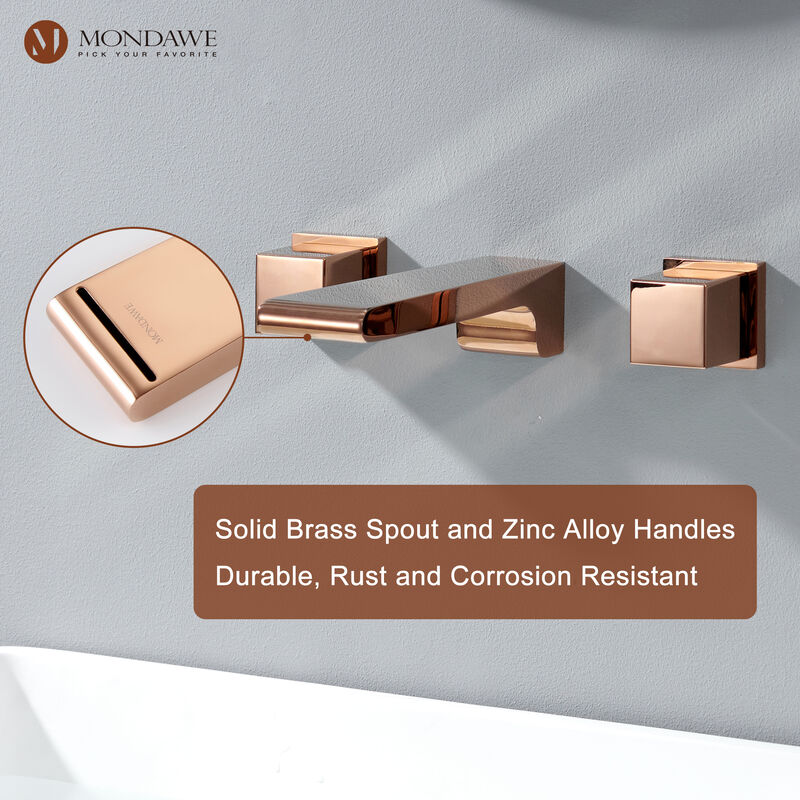 Mondawe Luxury 8 in. Widespread Wall Mounted Bathroom Faucet with Double Handles with Valve (1-Pack)