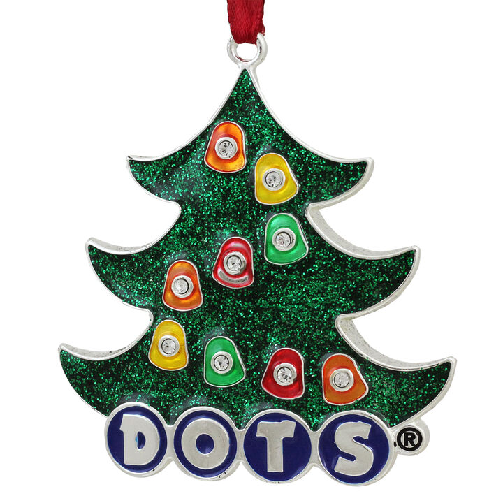 3" Silver Plated DOTS Candy Logo Christmas Tree Ornament with European Crystals