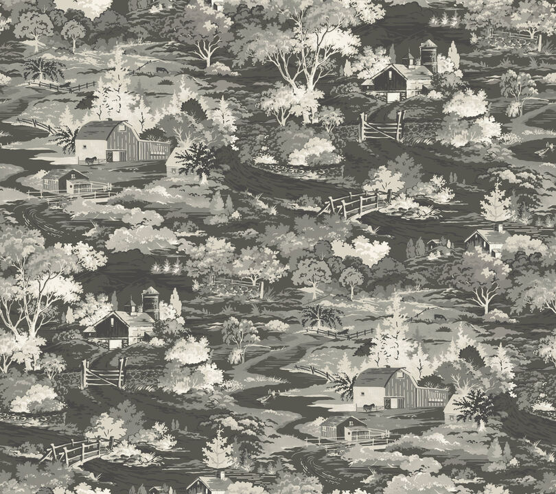 Homestead Black & Grey Wallpaper
