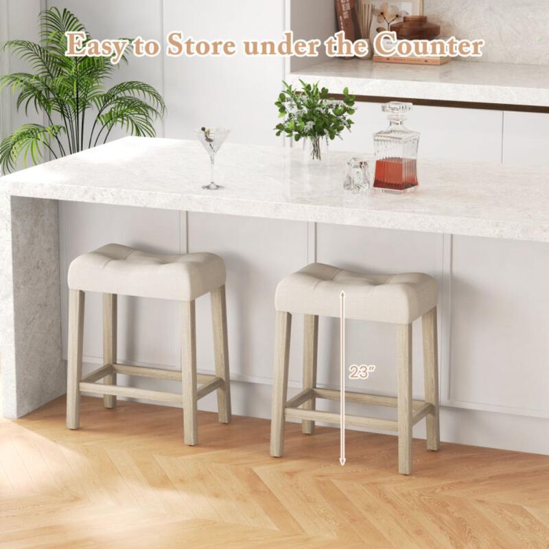 Hivvago Upholstered Counter Height Bar Stool with Curved Saddle-Seat