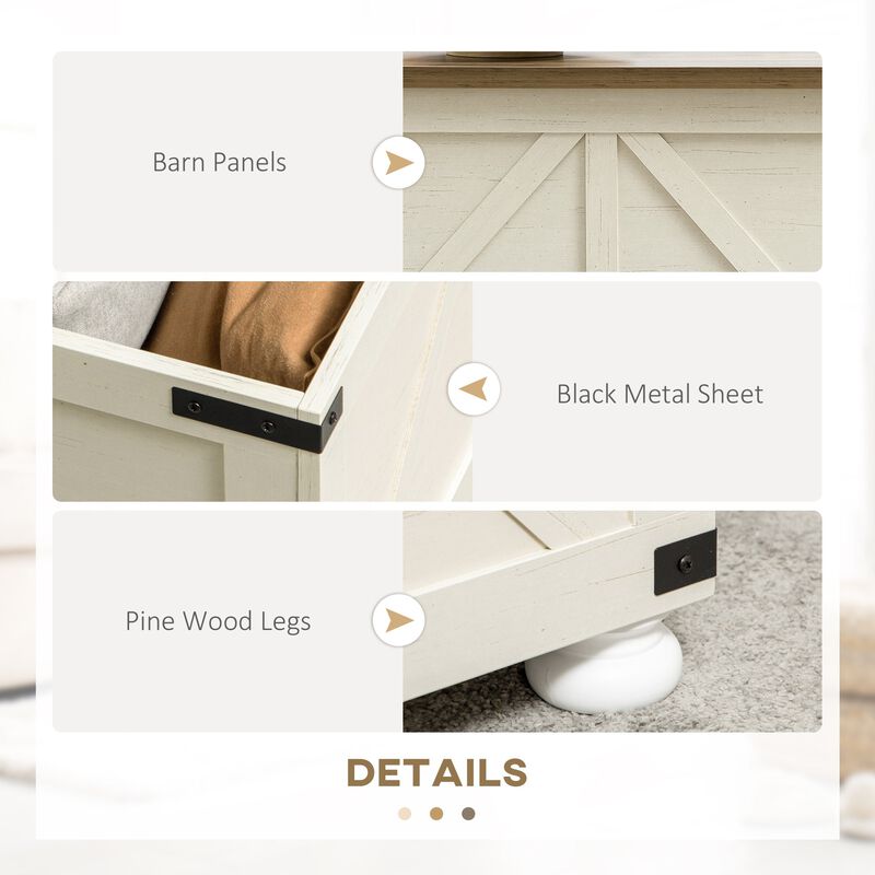 Antique White Living Room: Square Farmhouse Coffee Table with Hidden Storage