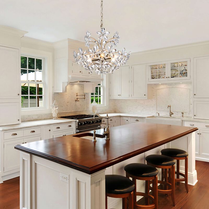 Estela 6-Light 17.7" Brushed Silver-ish Champagne Flower Crystal Chandelier image number 5
