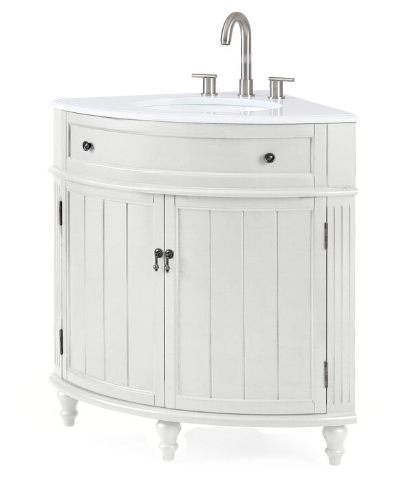24 Inch Triadsville Freestanding White Corner Bathroom Sink Vanity