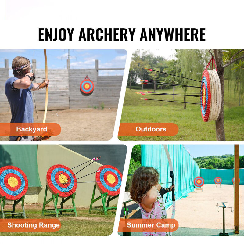Round Straw Archery Target with 5 Layers, Handmade Arrow Target for Backyard Bow Practice-Multi Color image number 3