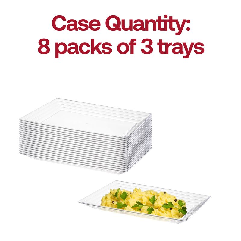 11" x 16" Clear Rectangular with Groove Rim Plastic Serving Trays (24 Trays) image number 4