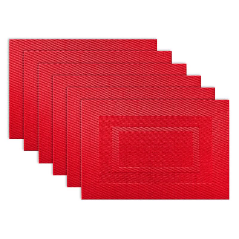 Set of 6 Tango Red Contemporary Double Framed Rectangular Placemats 19" x 13" image number 1