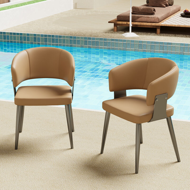 Leather Dining Chair with Metal Legs 2-piece 20.27"