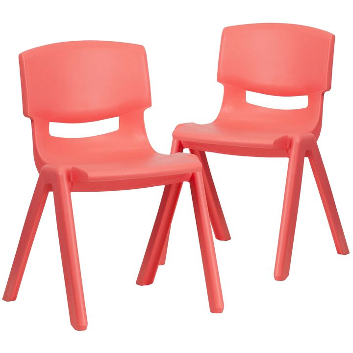 Flash Furniture Whitney 2 Pack Red Plastic Stackable School Chair with 13.25" Seat Height