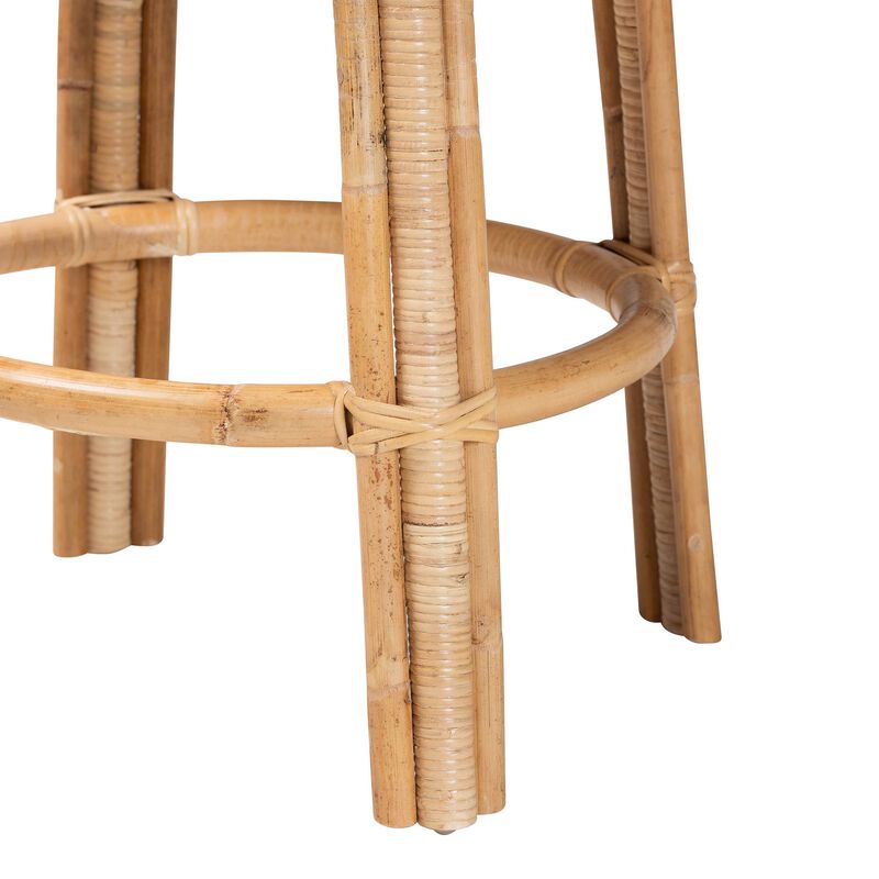 bali & pari Ayu Bohemian Light Honey Rattan Swivel Counter Stool