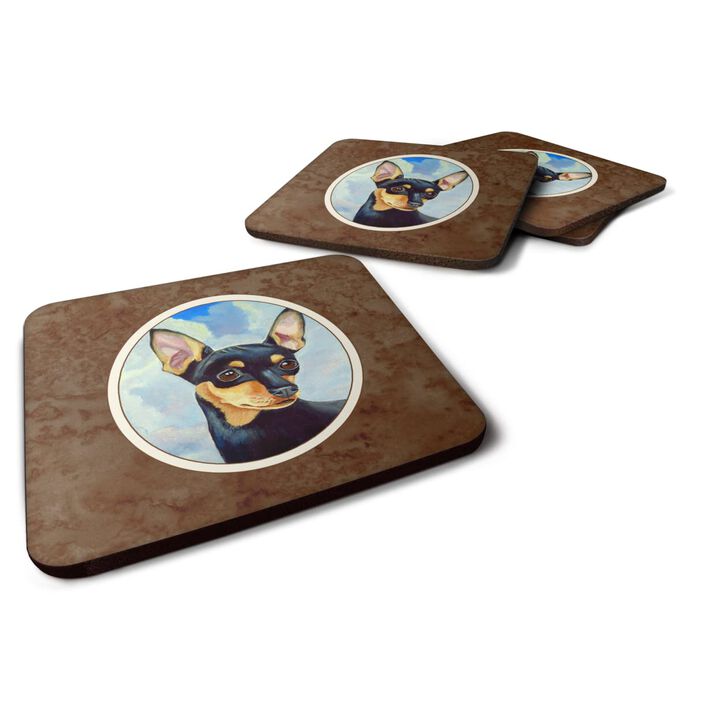 Caroline's Treasures 7073FC Min Pin Black And Tan Foam Coasters (Set of 4), 3.5, Multicolor