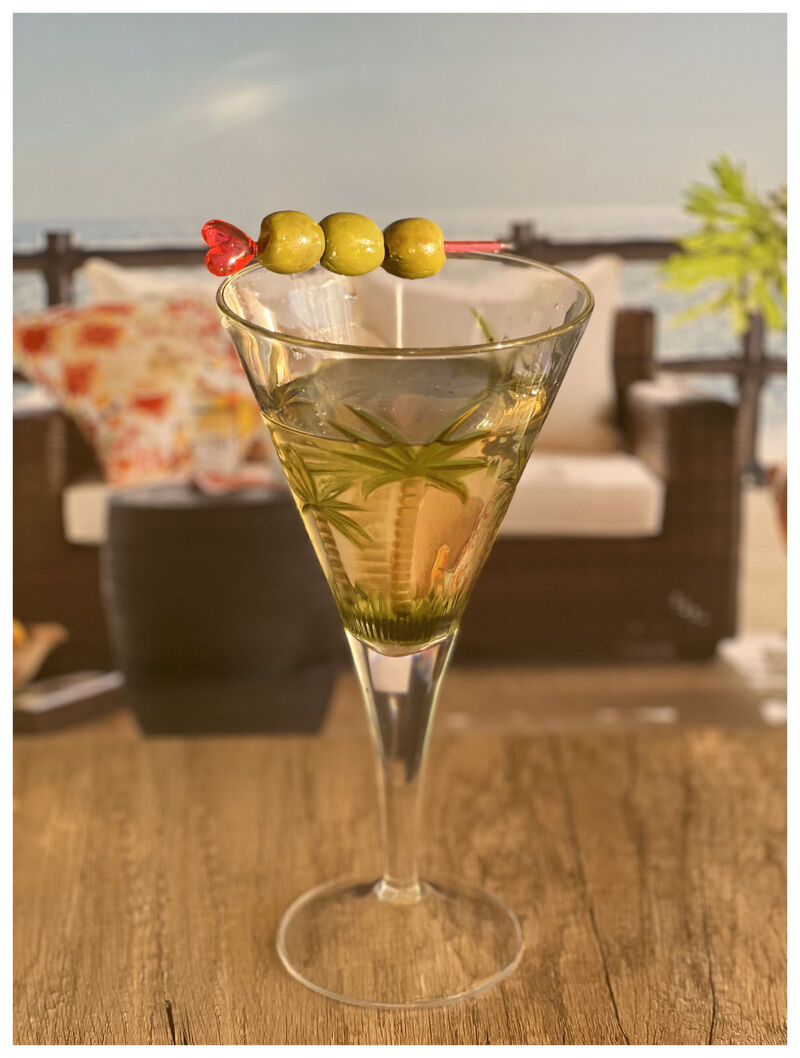 Set of Four Palm Tree Acrylic Stemmed All Purpose Wine Glasses